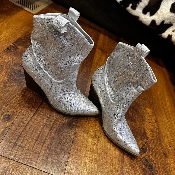 Silver Ankle Boots - Picture 2 of 9